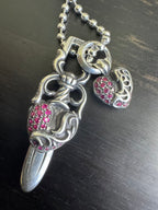 Chrome Hearts Ruby Dagger & Heart Necklace