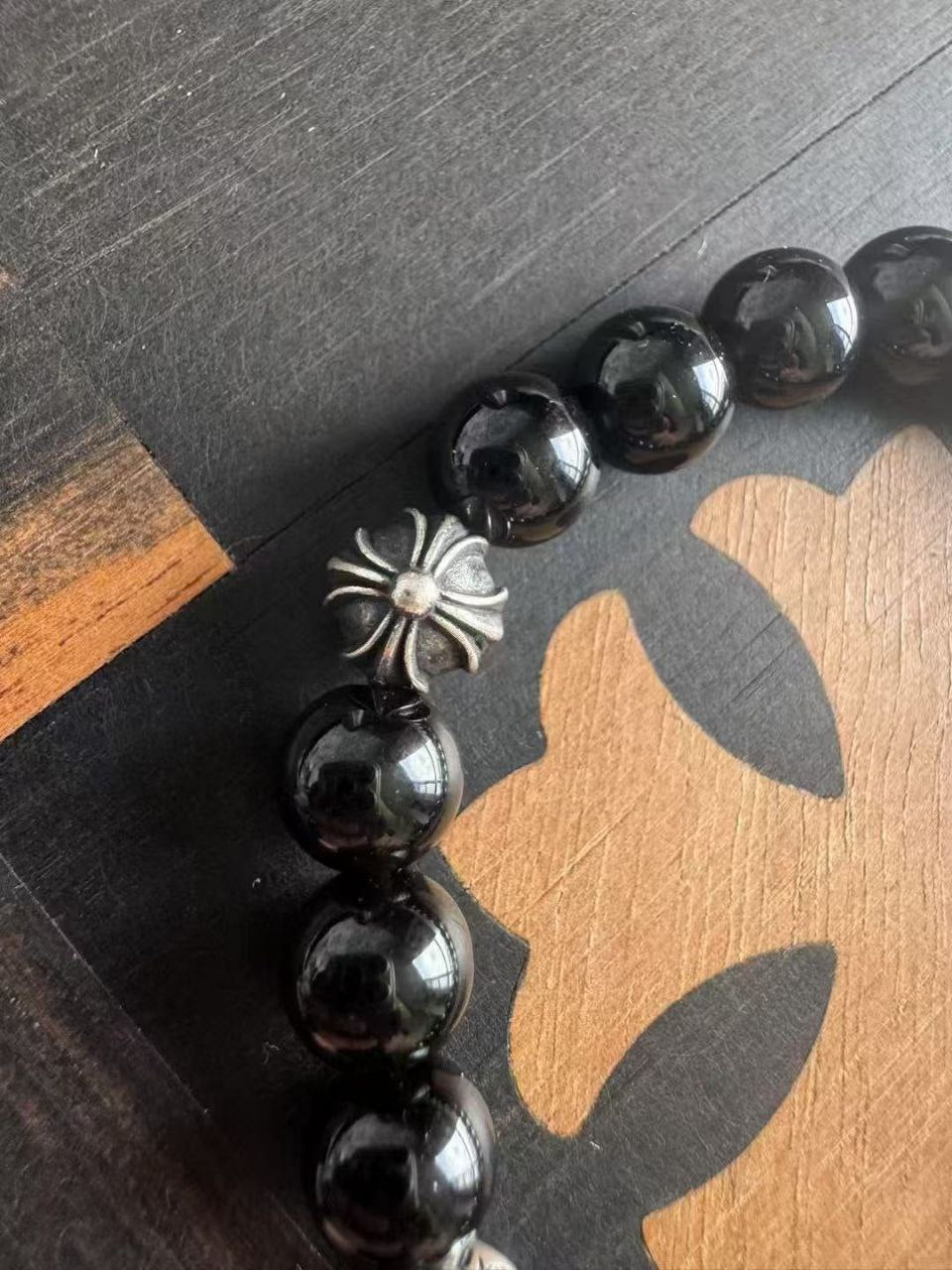 Chrome Hearts Obsidian Beaded Bracelet