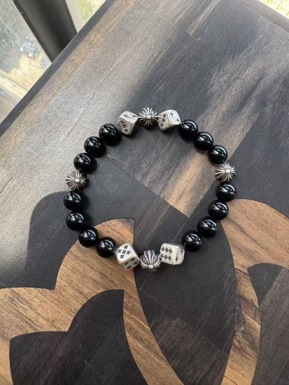 Chrome Hearts Obsidian Beaded Bracelet