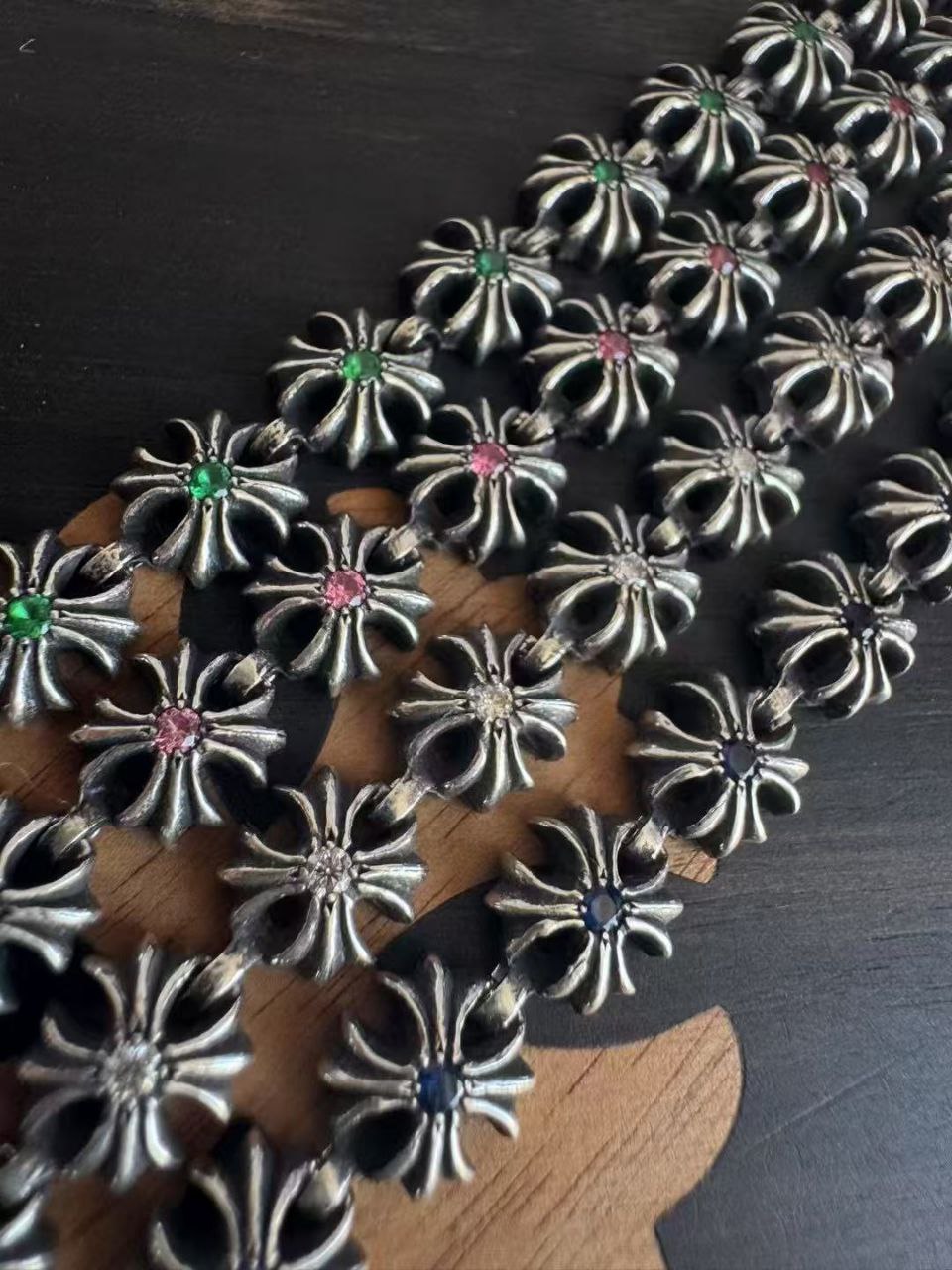 Chrome Hearts Tiny E Colored Stone Bracelet