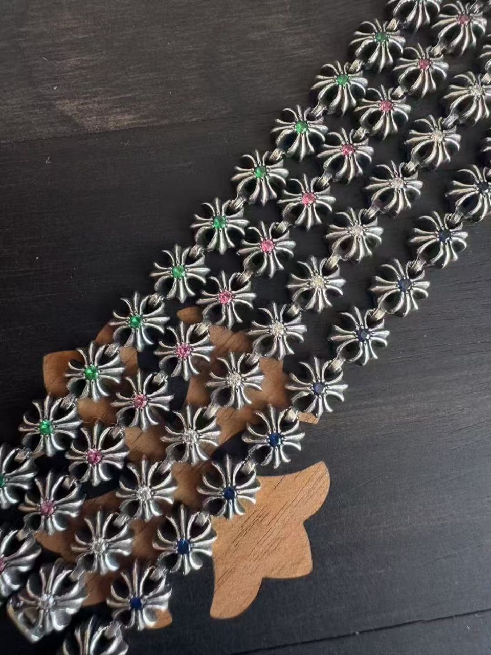 Chrome Hearts Tiny E Colored Stone Bracelet