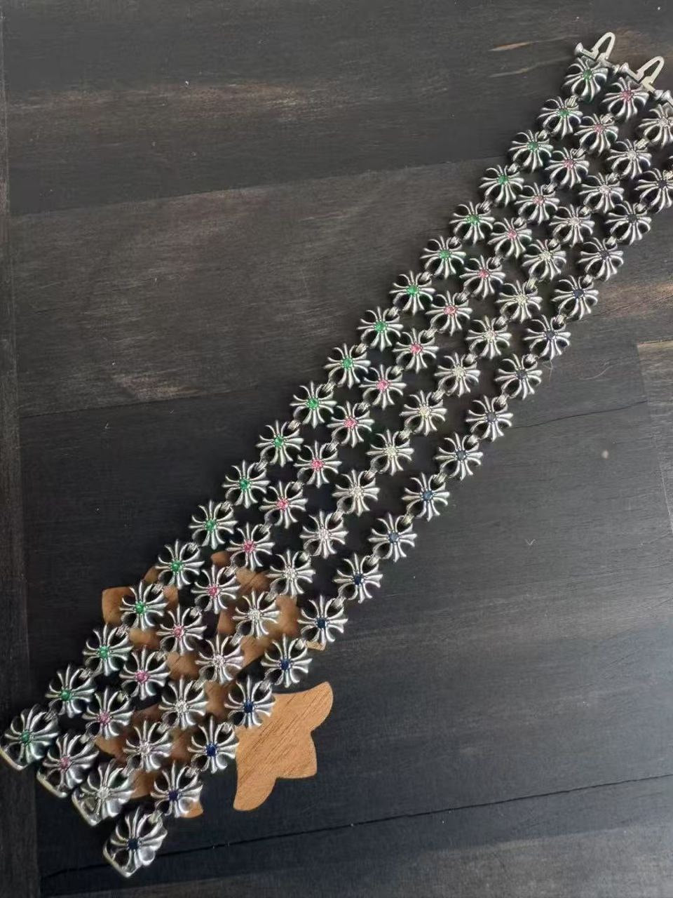 Chrome Hearts Tiny E Colored Stone Bracelet