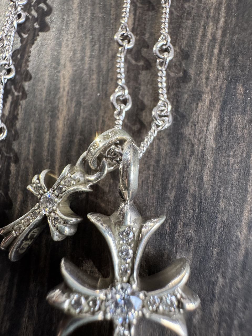 Chrome Hearts Cross Stacks Necklace with Diamonds