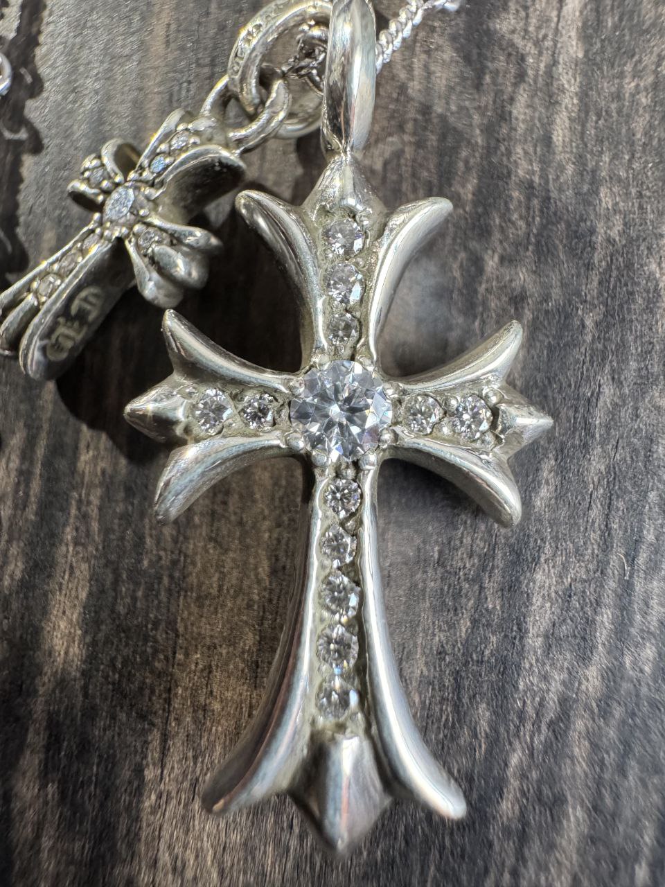 Chrome Hearts Cross Stacks Necklace with Diamonds