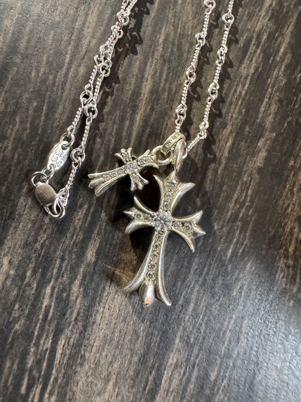 Chrome Hearts Cross Stacks Necklace with Diamonds