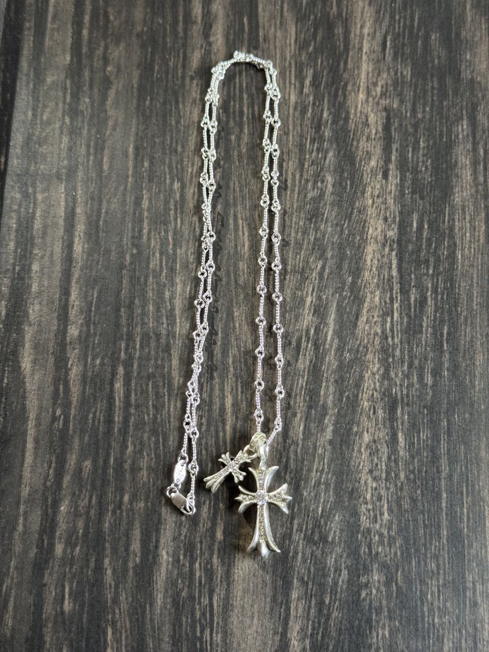 Chrome Hearts Cross Stacks Necklace with Diamonds