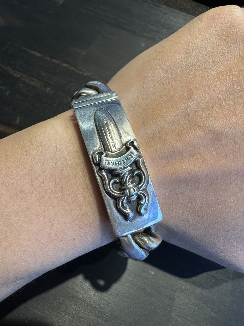 Chrome Hearts ID Single Sword Smooth Polished Bracelet