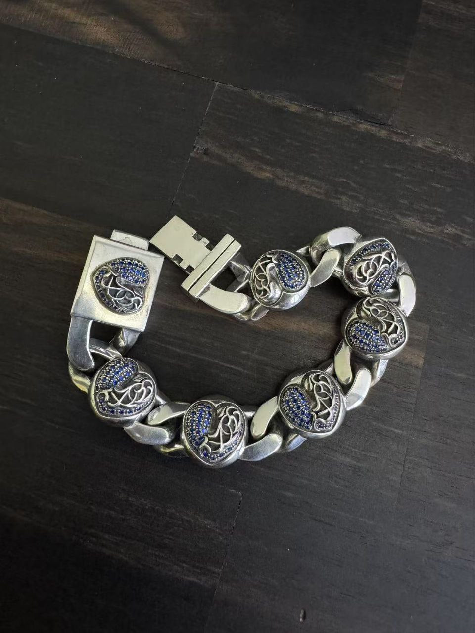 Chrome Hearts Link × Gem Hearts Cuban Bracelet