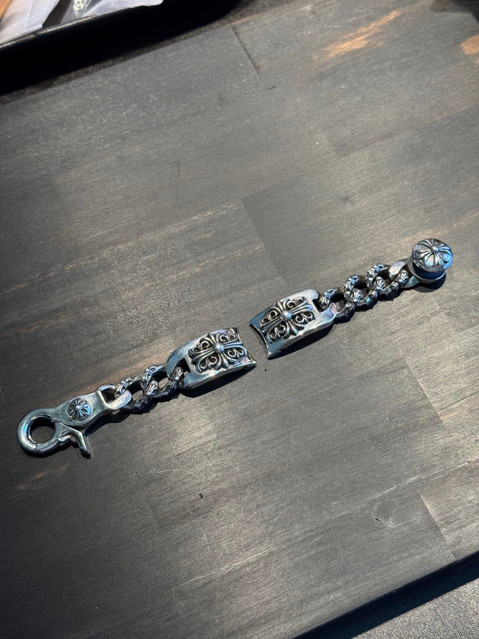 Chrome Hearts ID Floral Cross Fancy Chain Watch Bracelet