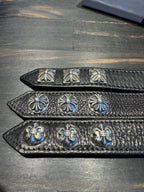 Chrome Hearts Adjustable Leather Silver Snap Bracelet