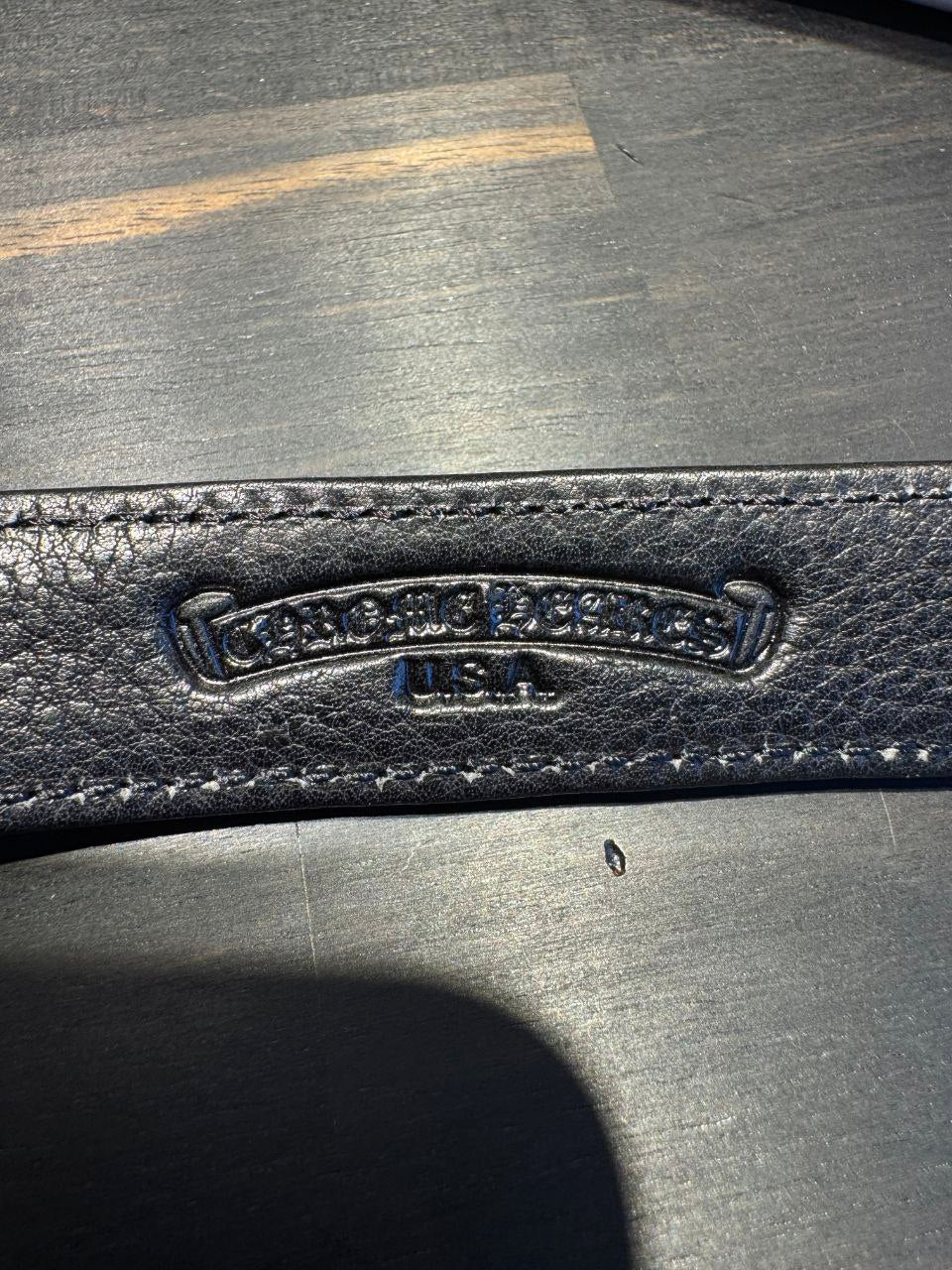 Chrome Hearts Adjustable Leather Silver Snap Bracelet