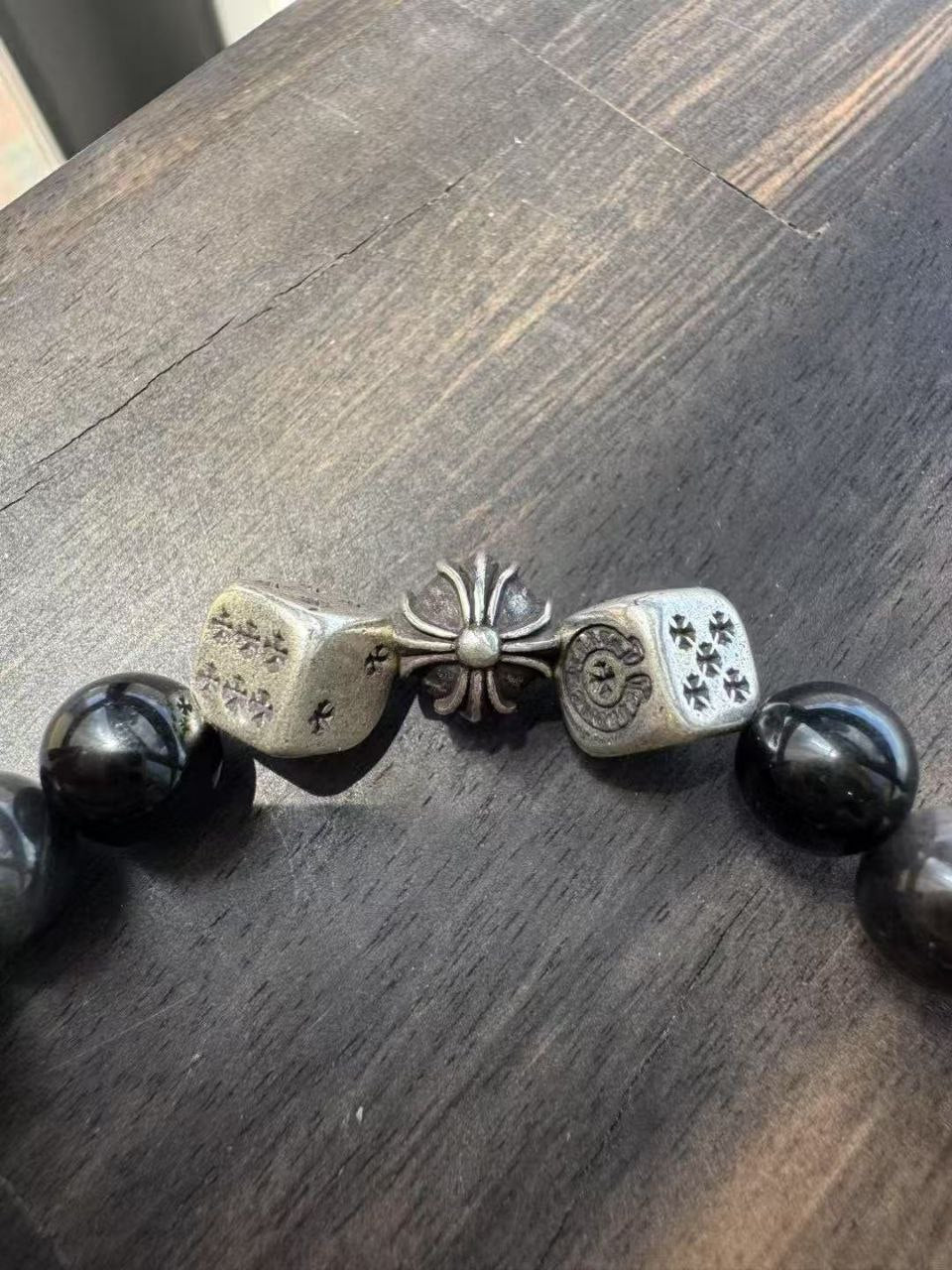 Chrome Hearts Obsidian Beaded Bracelet