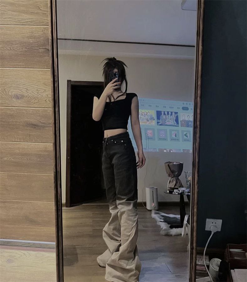 Rick Owens Bias Bootcut Jeans Black Pearl Degrade