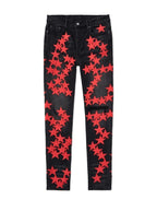 Amiri MX1 (Aged Black Suede Red And Blue Star Jeans) (Leather Thrasher)