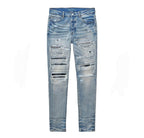 Amiri MX1 (Aged Black Suede Red And Blue Star Jeans) (Leather Thrasher)