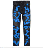 Amiri MX1 (Aged Black Suede Red And Blue Star Jeans) (Leather Thrasher)