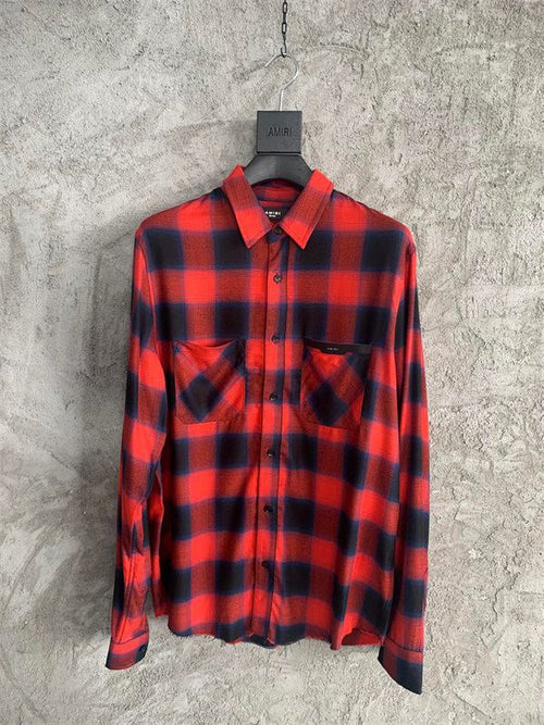 Amiri Appliqué Logo Plaid Flannel Shirt