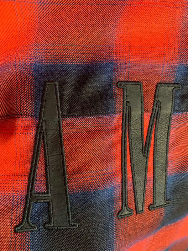 Amiri Appliqué Logo Plaid Flannel Shirt