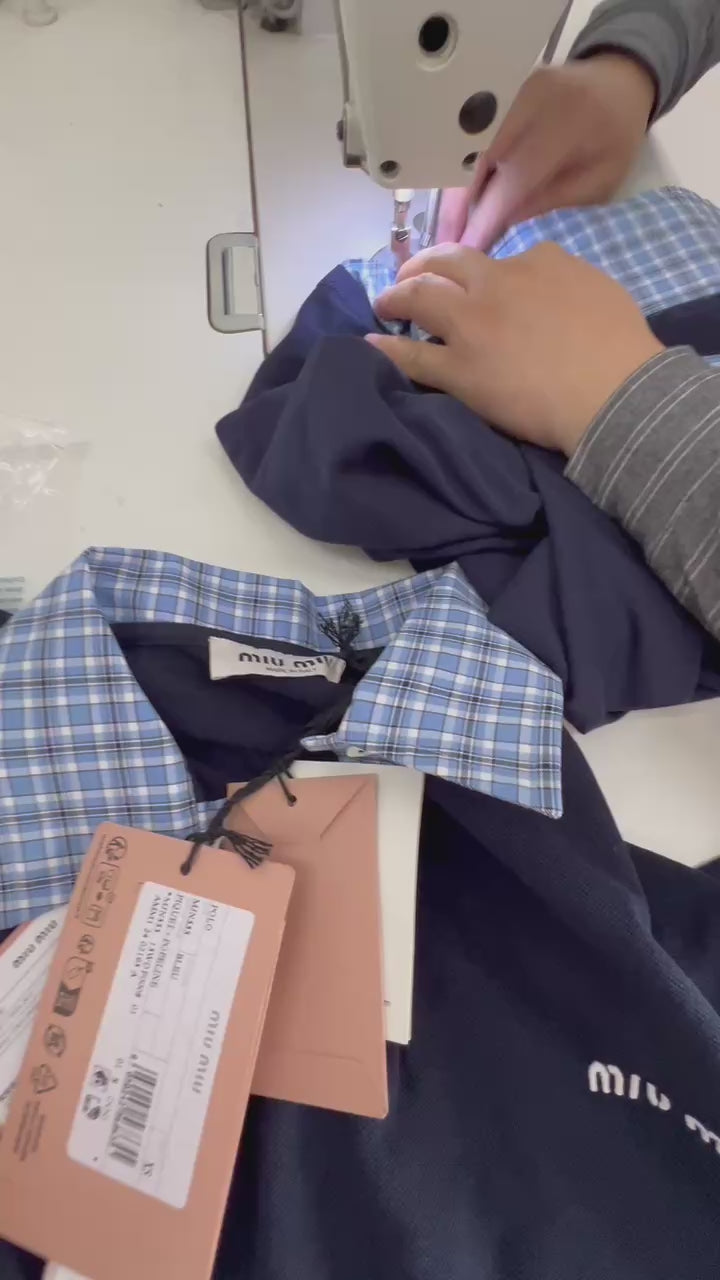 Miu Miu 25SS Checkered Logo Polo Shirt